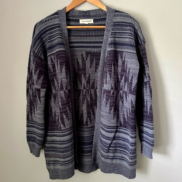 Lucky Brand Southwestern Geometric Heritage Print Cardigan Sweater Size Small - Picture 1 of 16